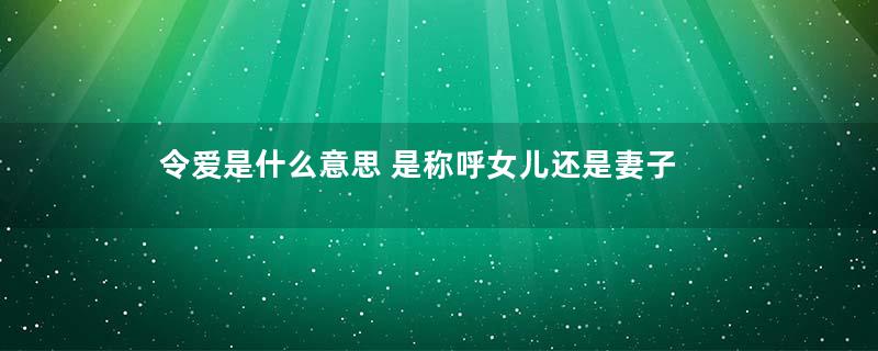 令爱是什么意思 是称呼女儿还是妻子